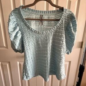 Anthropologie Light Blue Textured Blouse